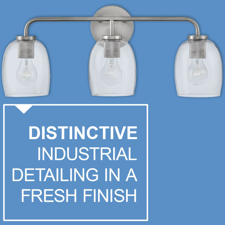 Gold 3-Light Dimmable Vanity Light with Clear Glass Shades