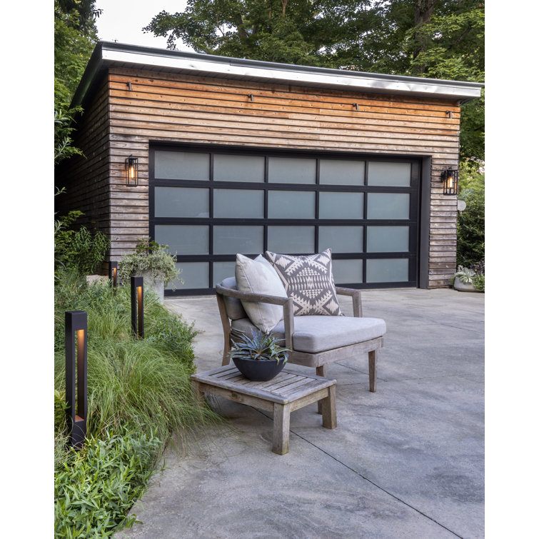 Black Aluminum Outdoor Wall Sconce with Clear Glass Panels