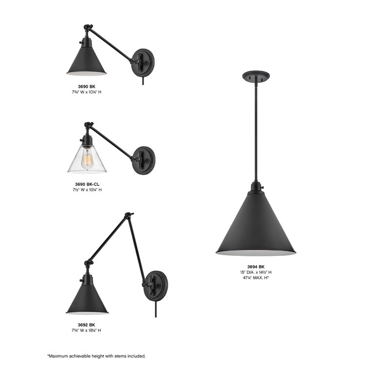 Black Adjustable Steel Single Light Wall Sconce