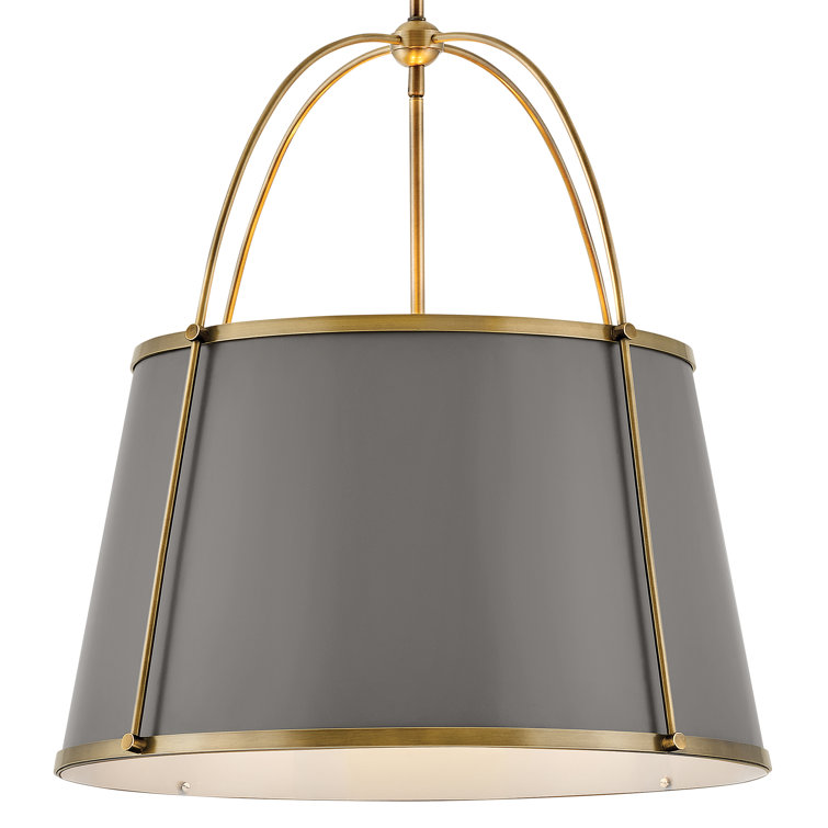 Elegant Transitional 4-Light LED Pendant in Lacquered Dark Brass