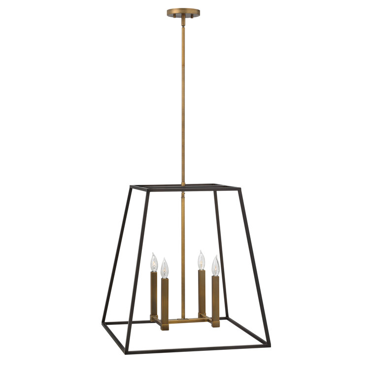 Bronze 4-Light Geometric Pendant with Glass and LED