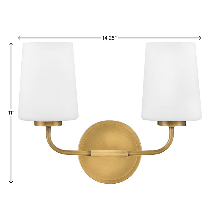 Lark Kline Heritage Brass 2-Light Dimmable Vanity with Etched Opal Shades