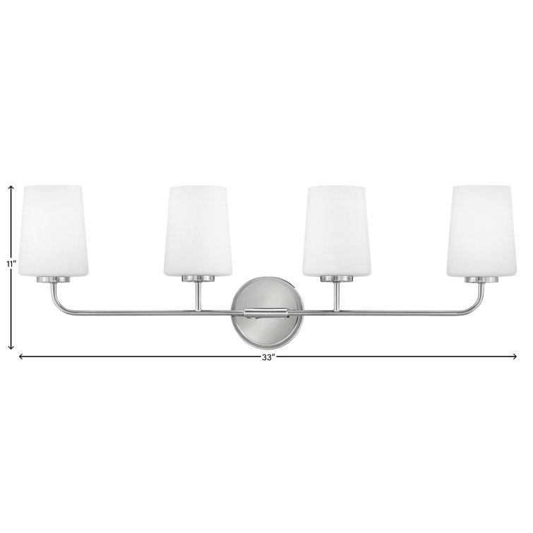 Lark Kline Chrome 4-Light Dimmable Vanity with Etched Opal Shades
