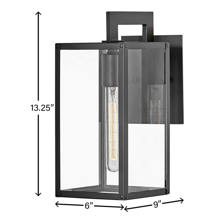 Black Aluminum Outdoor Wall Sconce with Clear Glass Panels