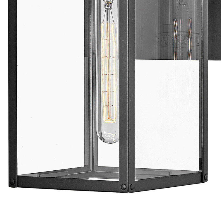 Black Aluminum Outdoor Wall Sconce with Clear Glass Panels