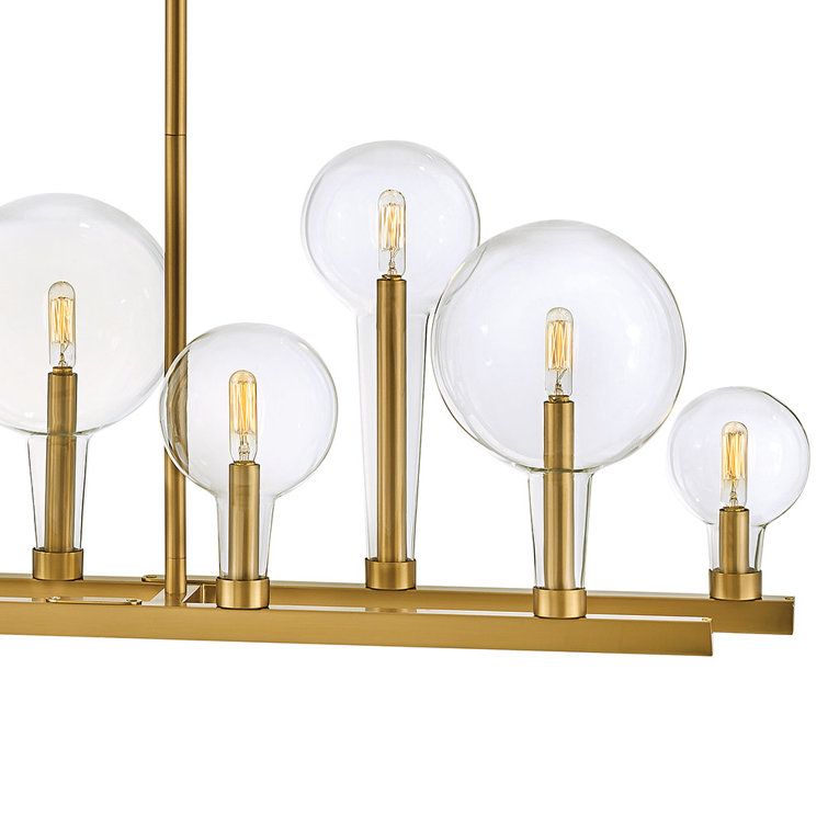 Alchemy 10-Light Lacquered Brass Cage Linear Chandelier