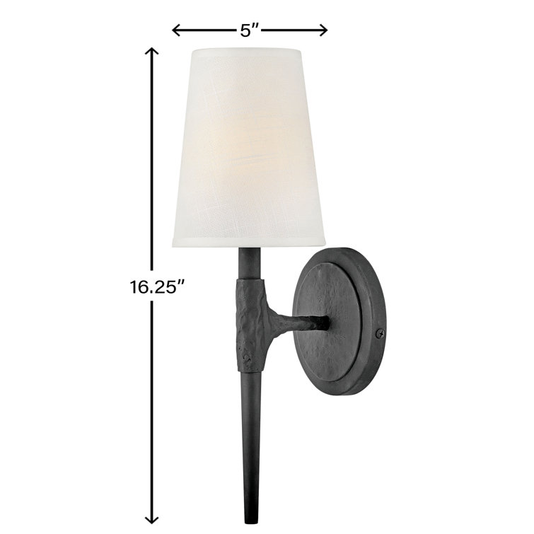 Beaumont Dimmable Black Wall Sconce with Off-White Linen Shade