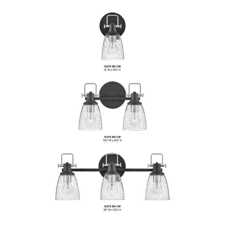 Easton Black and Chrome 3-Light Dimmable Vanity Light