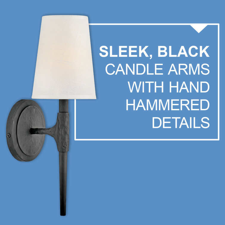 Beaumont Dimmable Black Wall Sconce with Off-White Linen Shade