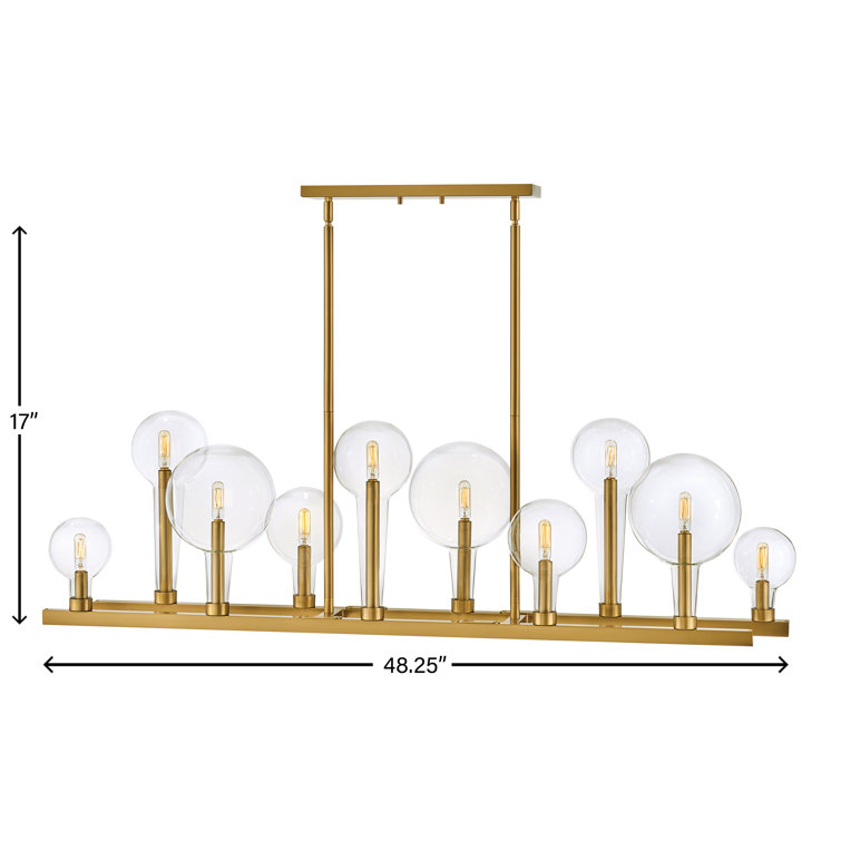 Alchemy 10-Light Lacquered Brass Cage Linear Chandelier