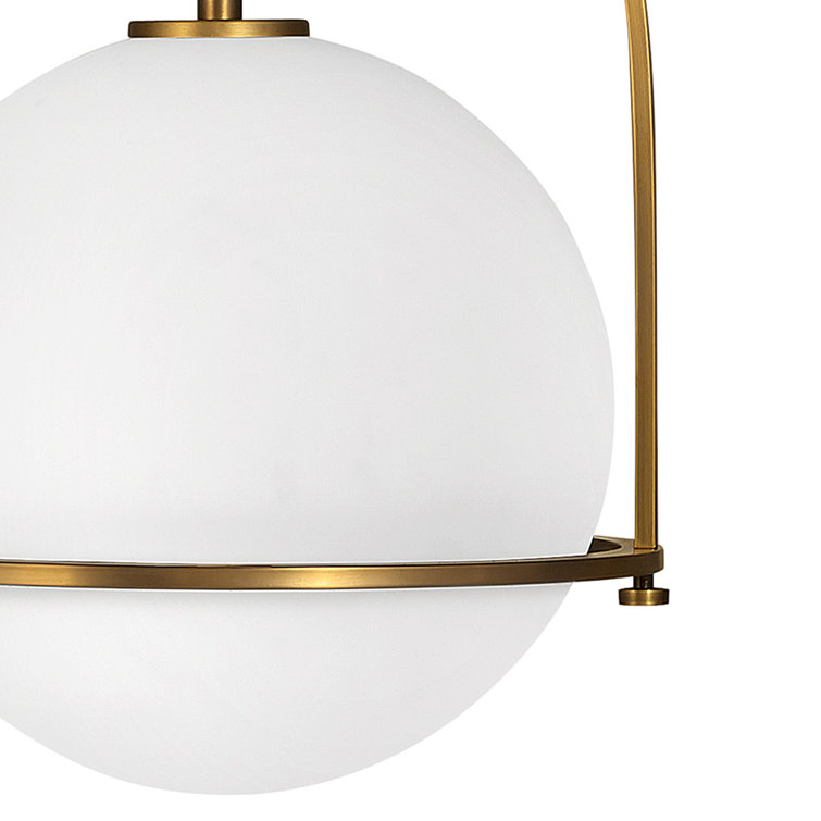 Somerset Heritage Brass Large Pendant with Etched Opal Glass
