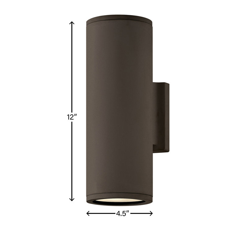 Architectural Bronze Cylinder 2-Light LED Outdoor Wall Mount