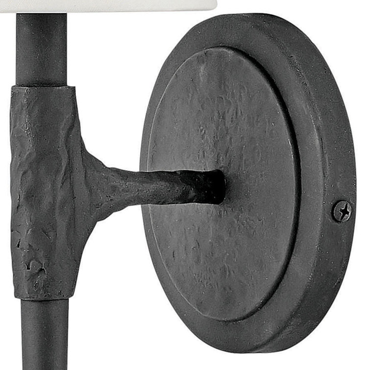 Beaumont Dimmable Black Wall Sconce with Off-White Linen Shade