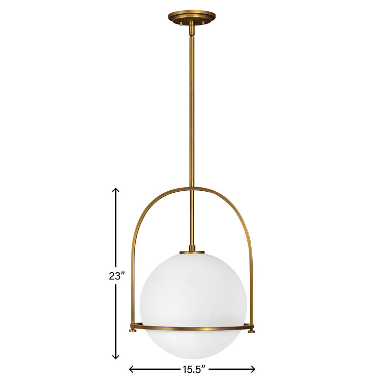 Somerset Heritage Brass Large Pendant with Etched Opal Glass
