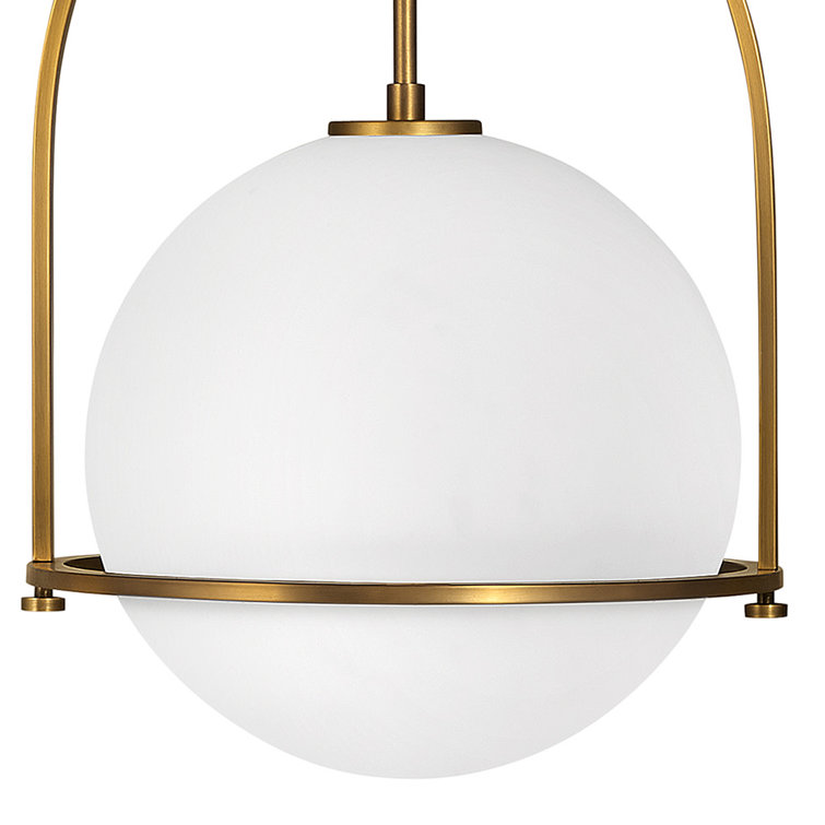 Somerset Heritage Brass Large Pendant with Etched Opal Glass