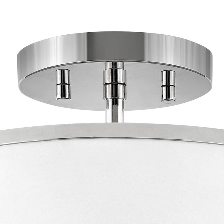 Elegant 2-Light Polished Nickel Drum LED Semi-Flush Mount