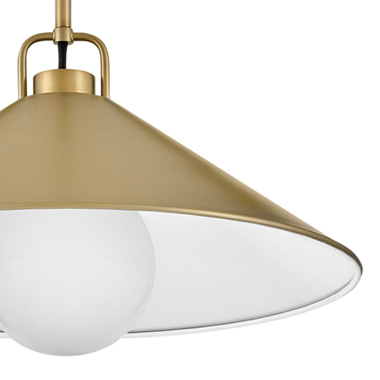 Lacquered Brass Single Light Metal Cone Pendant