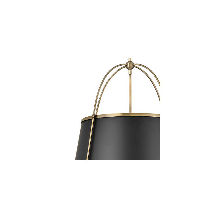 Warm Brass and Black 4-Light Drum Chandelier