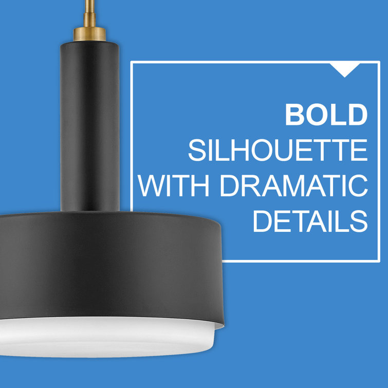 Lacquered Brass and Etched Opal Glass Drum Pendant Light