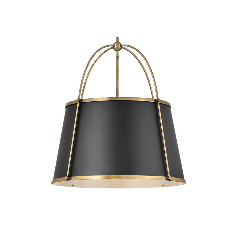 Warm Brass and Black 4-Light Drum Chandelier