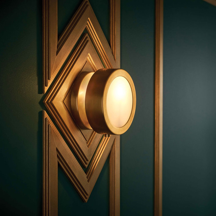 Heritage Brass Dimmable Sconce with Etched Opal Glass