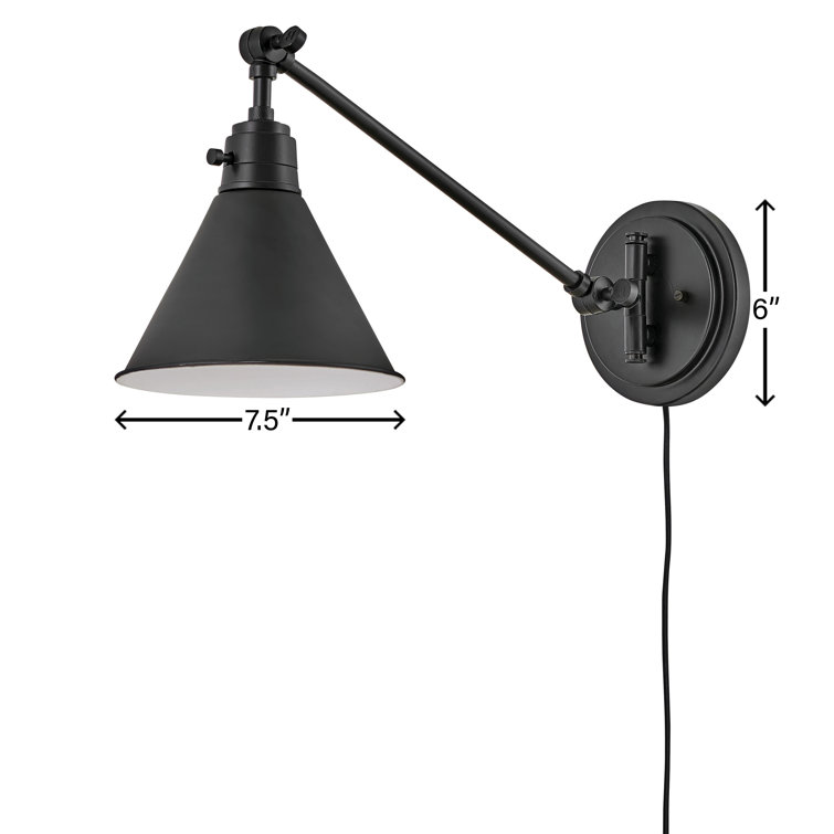 Black Adjustable Steel Single Light Wall Sconce