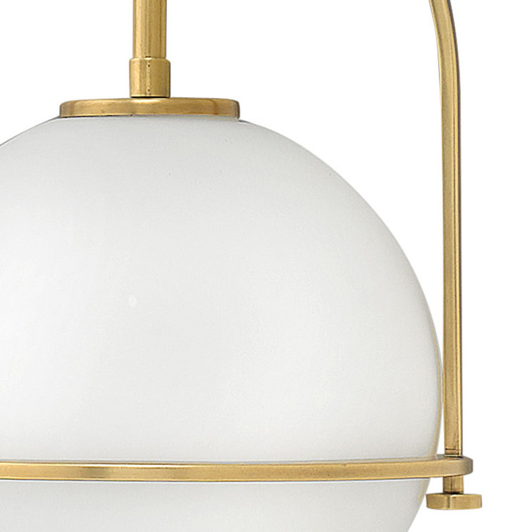 Heritage Brass Etched Opal Glass Globe Pendant Light