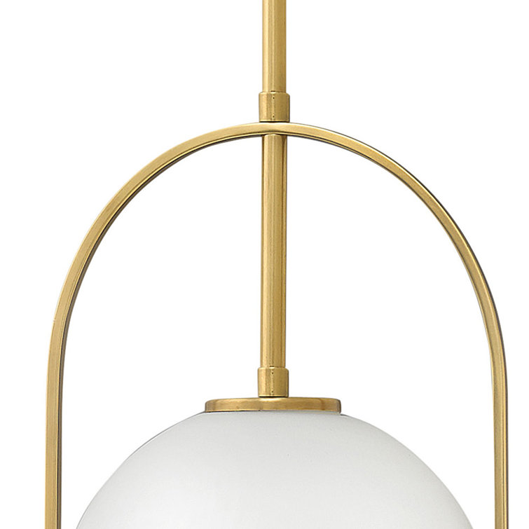 Heritage Brass Etched Opal Glass Globe Pendant Light