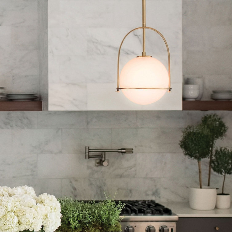 Heritage Brass and Etched Opal Glass Semi-Flush Ceiling Light
