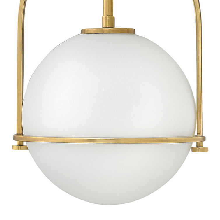Heritage Brass Etched Opal Glass Globe Pendant Light