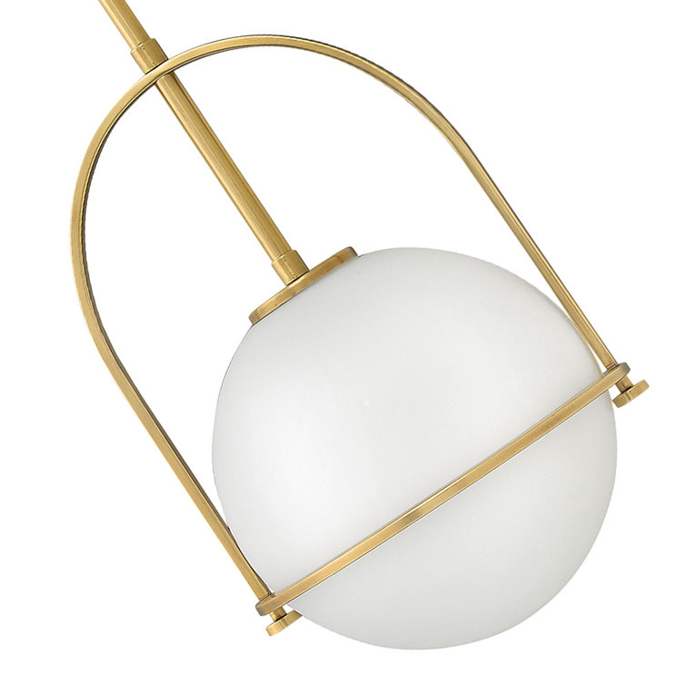 Heritage Brass Etched Opal Glass Globe Pendant Light