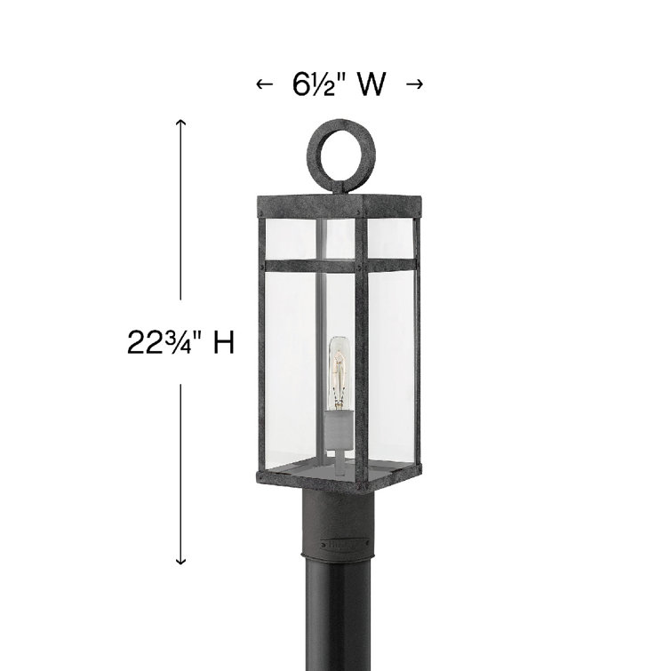 Aged Zinc 22.75" Outdoor Post Lantern with Clear Glass