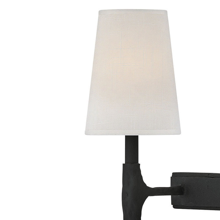 Black 48" 10-Light Linear Chandelier with Linen Shades