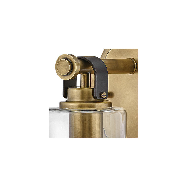 Halstead Heritage Brass 1-Light Outdoor Vanity with Clear Glass Shade
