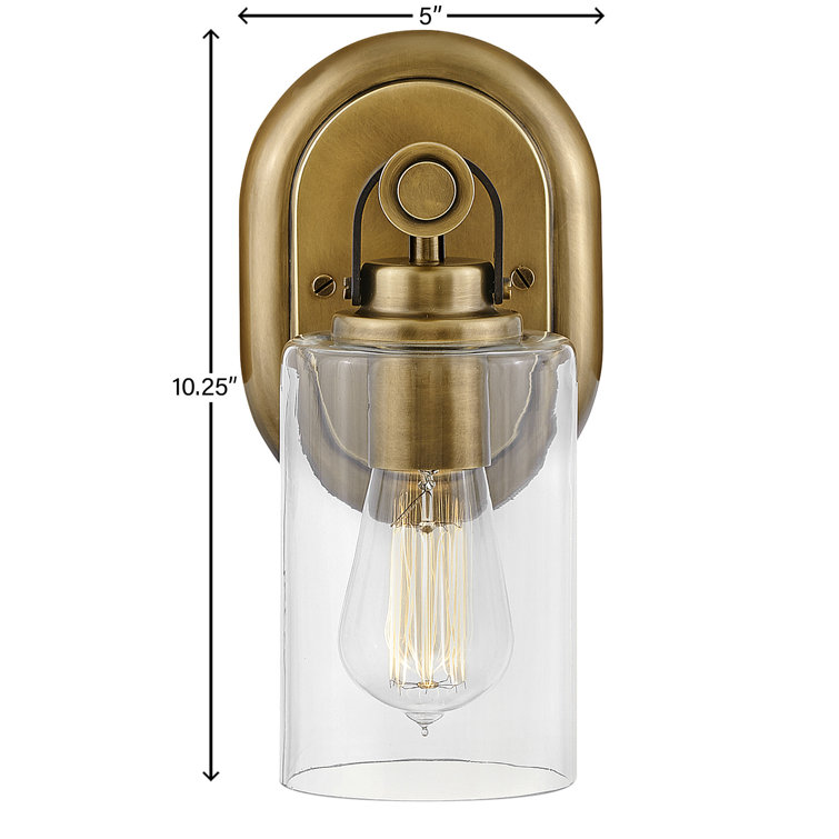 Halstead Heritage Brass 1-Light Outdoor Vanity with Clear Glass Shade