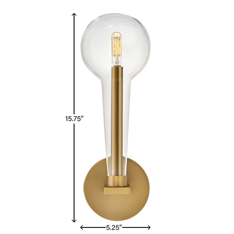 Alchemy Inspired Lacquered Brass & Clear Glass Dimmable Sconce