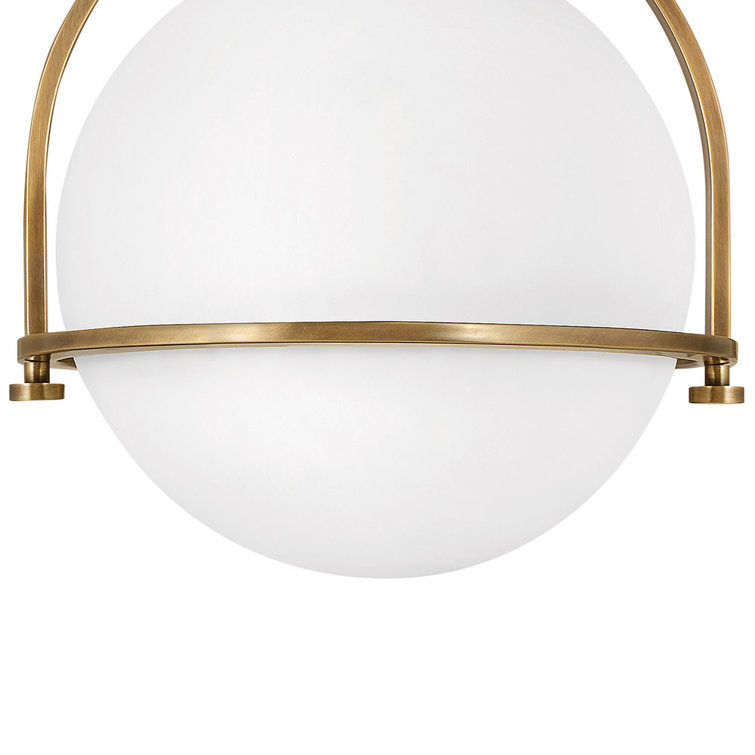 Heritage Brass and Etched Opal Glass Semi-Flush Ceiling Light