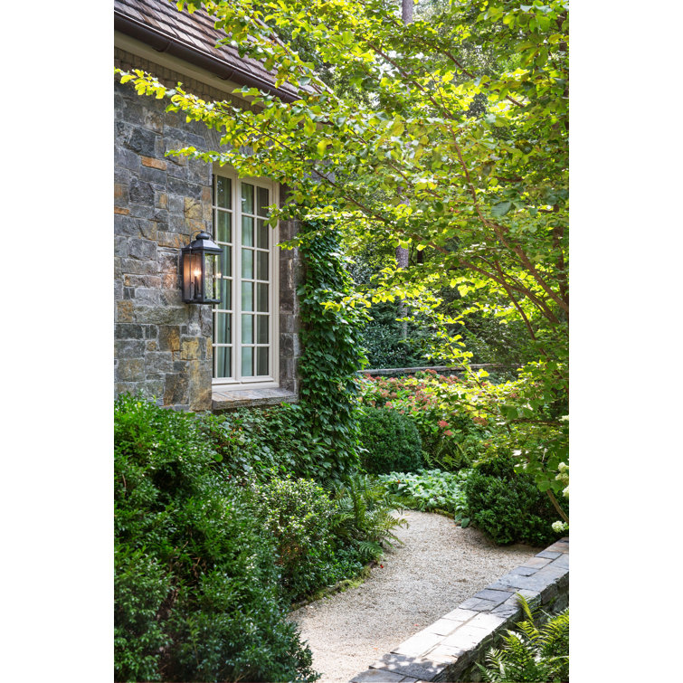 Aged Zinc 2-Light Outdoor Wall Lantern with Clear Glass
