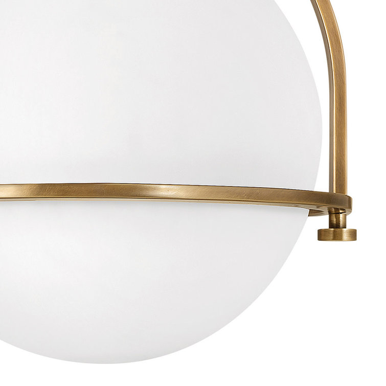 Heritage Brass and Etched Opal Glass Semi-Flush Ceiling Light