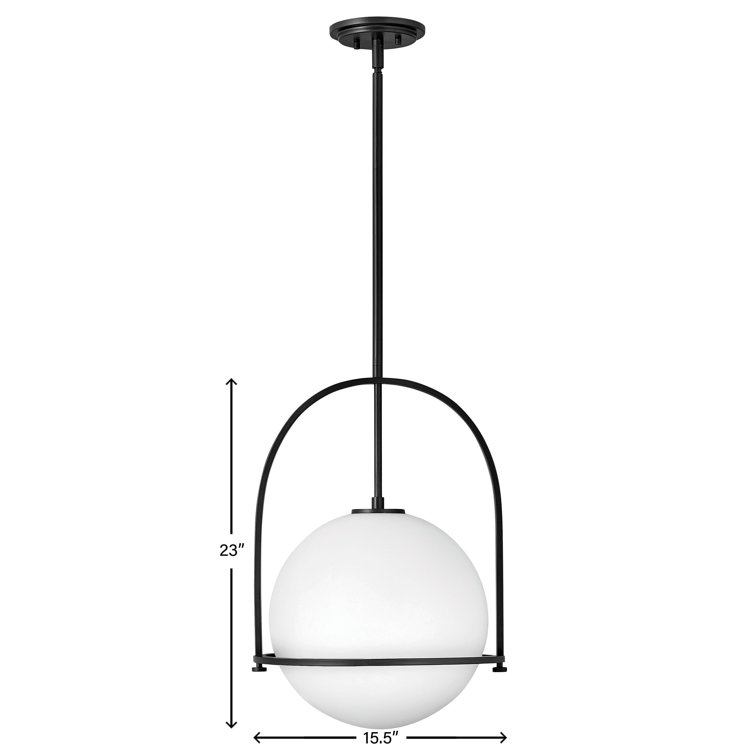 Somerset Heritage Brass Large Pendant with Etched Opal Glass
