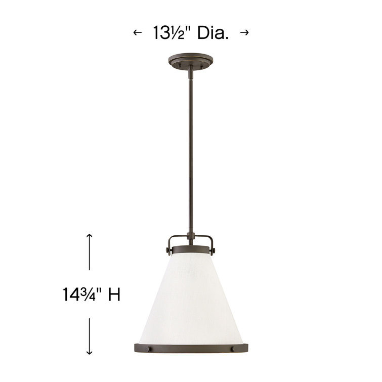 Lacquered Brass and Off-White Single Cone Pendant Light