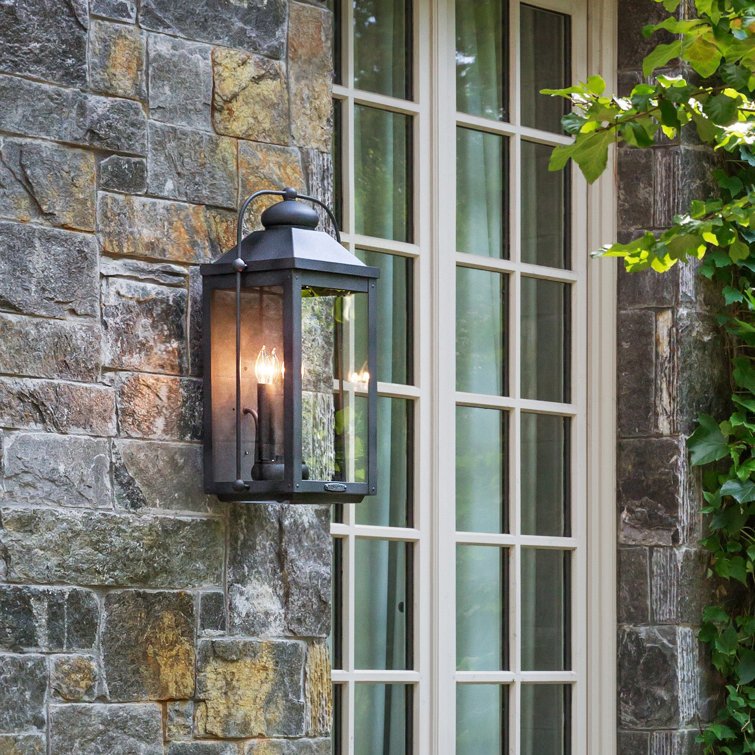 Aged Zinc 2-Light Outdoor Wall Lantern with Clear Glass