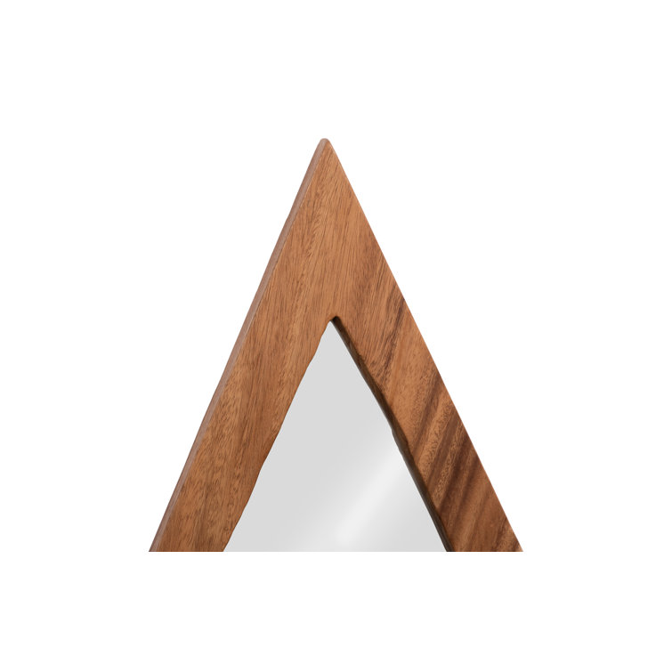 Beige Natural Wood Diamond Accent Mirror