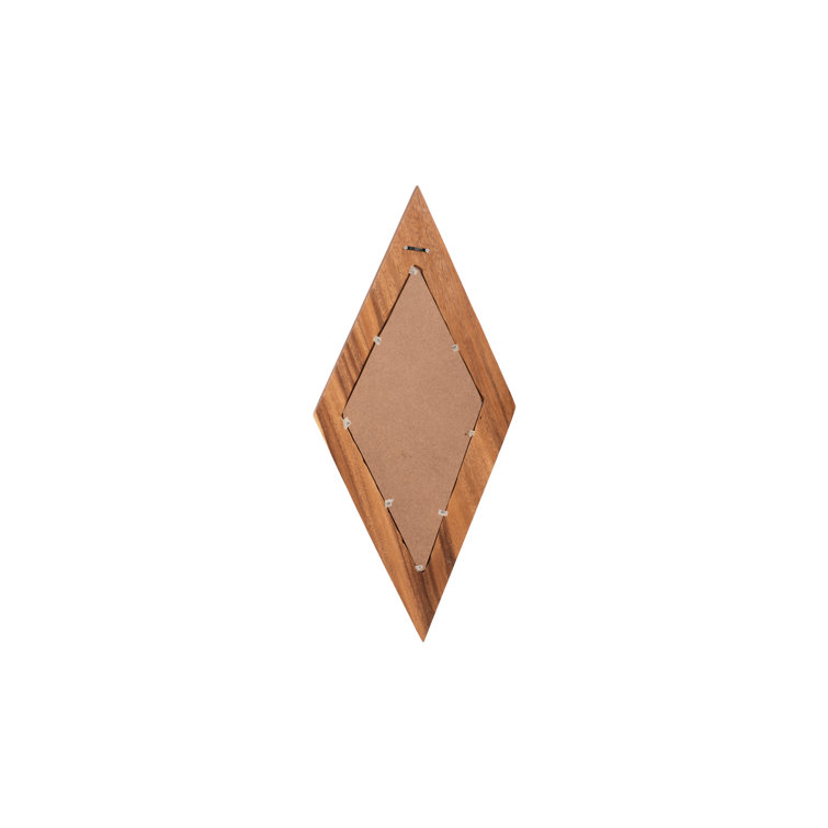 Beige Natural Wood Diamond Accent Mirror