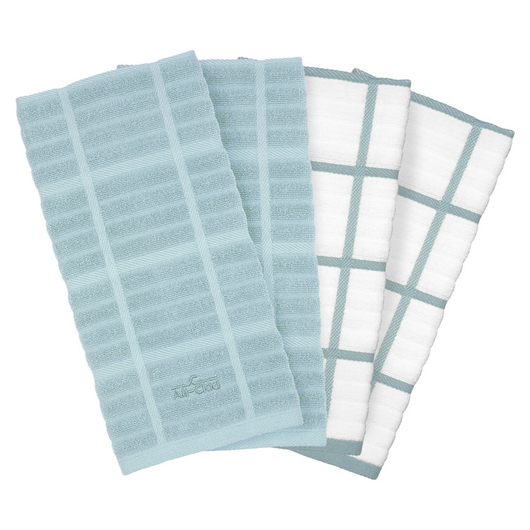 Rainfall Blue and White Cotton Terry Kitchen Towel Set