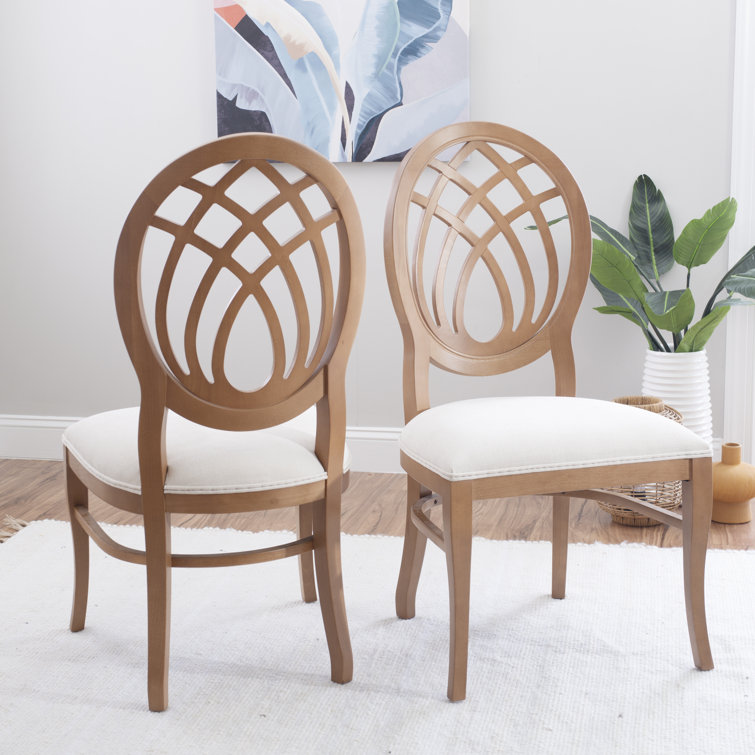 Light Brown Upholstered Cross Back Side Chair Set