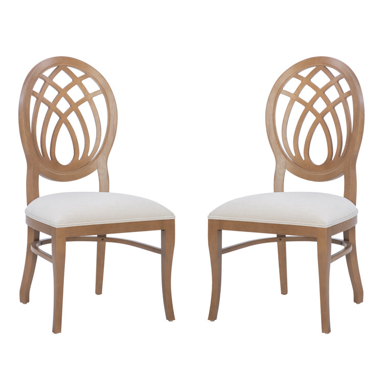 Light Brown Upholstered Cross Back Side Chair Set