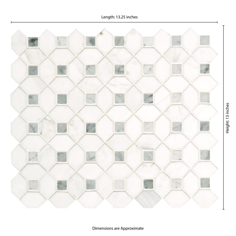 Bianco Dolomite Polished Marble 12x12 Mosaic Tile