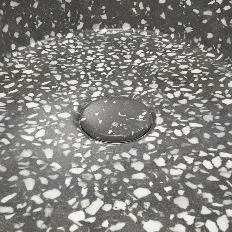 Ambia 16'' Gray Terrazzo Oval Vessel Bathroom Sink