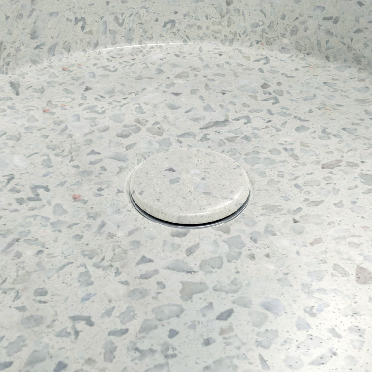 Ambia White Terrazzo Round Above-Counter Vessel Bathroom Sink